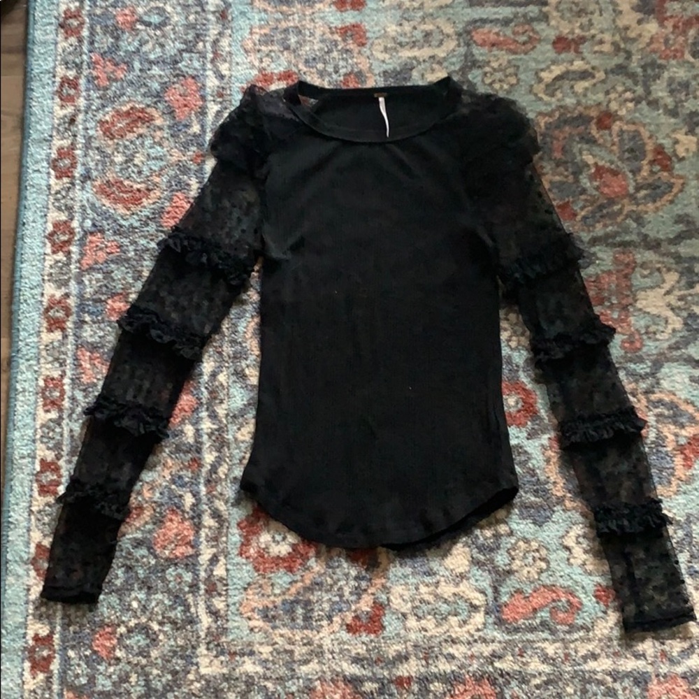 Free People Lace Long Sleeve Top